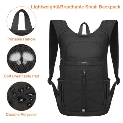 MOSISO Lightweight Hiking Daypack Packable Travel Hiking Backpack, Foldable Shoulder Bag with Front Vertical Pocket - color: Black, size: Small