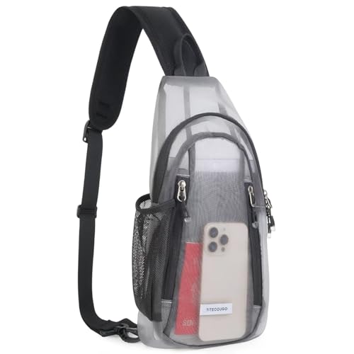 TITECOUGO Clear Sling Bag Clear Bag for Stadium Events Crossbody Daypack for Women Men Shoulder Backpack Transparent Casual Daypack for Concerts Sport Dark Grey - color: Dark Grey