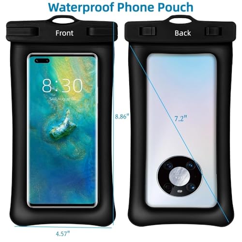 Waterproof Dry Bag 10L, Roll Top Closure Black Water Proof Backpack, Heavy Duty Hunting Backpack, Durable Floating Dry Bag for Kayaking Boating Hiking with 7" Black IPX8 Waterproof Phone Case - color: Black dry bag 10L + Phone pouch 7"