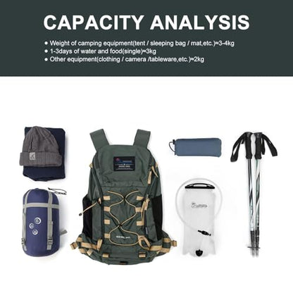 MOUNTAINTOP Hiking Backpack 35L Travel Backpack Lightweight Daypack for Men&Women Outdoor Camping - color: Grey-a