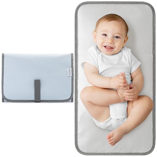 Comfy Cubs Baby Changing Pad Compact Size - Waterproof Diaper Changing Mat with Cushioned Pillow - Soft & Lightweight, Foldable Design for Travel - Stylish Design for Boys and Girls - Sea Blue - color: Sea Blue, size: Compact