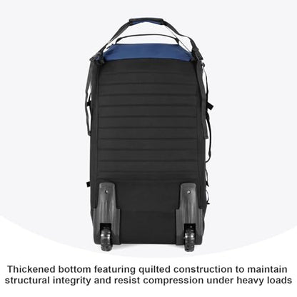 85L 29“ Foldable Rolling Backpack with Wheels, Soft-side Travel Duffle Bag with Separate Shoe Compartment, Full Quilted Bottom,Navy Blue - color: Navy Blue