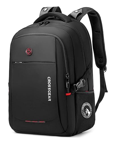 CROSSGEAR Ergonomic Laptop Backpack Reduce Shoulder Strain by 30%, 16 Inch Large Work Backpack, Lightweight Waterproof Travel Backpack, YKK Zipper, Carry-On Bookbag for Work Commute and Travel, Black - size: 16 inch