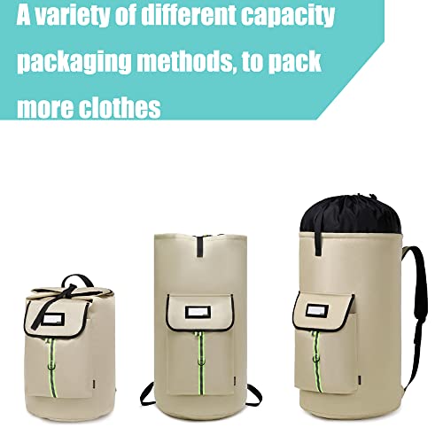 laundry bag backpack,extra-large heavy duty laundry bags,laundry backpack for college students,drawstring closure (Khaki laundry bag) - color: Khaki Laundry Bag