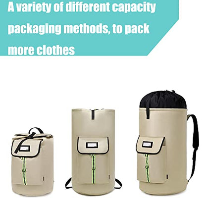 laundry bag backpack,extra-large heavy duty laundry bags,laundry backpack for college students,drawstring closure (Khaki laundry bag) - color: Khaki Laundry Bag