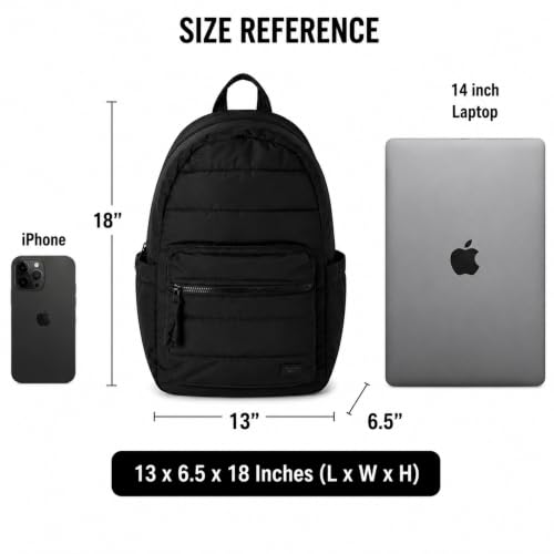 Reebok Backpack - Multipurpose Lightweight Carry On Everyday Laptop Gym Travel Commuter Backpack, Skyler Black - color: Skyler Black