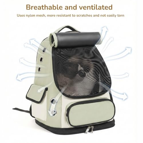 Cat Backpack Carrier, TSA Airline Approved Pet Travel Bag for Small Medium Dogs, Ventilated Hiking Camping Backpack for Cats, Kitten and Puppy up to 18 lbs, Green Mesh - color: Green Mesh