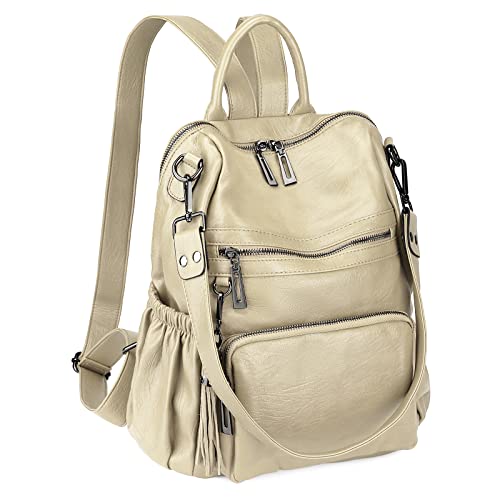 Uromee Travel Backpack Purse for Women Vegan Leather Ladies Fashion Tassel Shoulder Bag Convertible - color: 0243 White