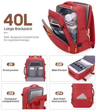 UKEIN Luggage Sets 3 Piece, PC Hardside Large Luggage 24 Inch With Spinner Wheels with TSA Lock, Carry On Suitcase Set With Travel Backpack for Men (Red, 3 piece set (24inch)) - color: Red, size: 3 piece set (24inch)