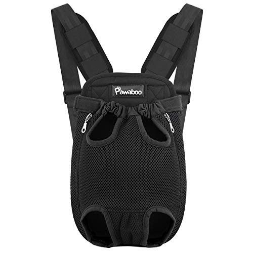 Pawaboo Pet Carrier Backpack, Adjustable Pet Front Cat Dog Carrier Backpack Travel Bag, Legs Out, Easy-Fit for Traveling Hiking Camping for Small Medium Dogs Cats Puppies 8-12lbs, Large, Black - color: A-Black, style: Large (Pack of 1)