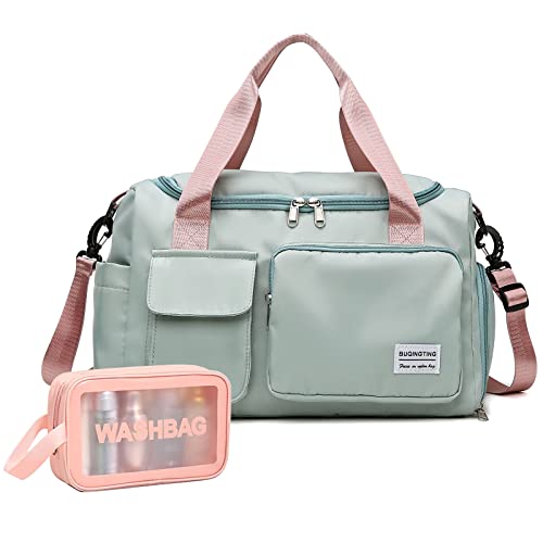 Small Gym Bag for Women, Travel Duffle Bag Carry On Weekender Bag with Shoe Compartment - color: 05#Green, style: Gym Bag&toiletry Bag