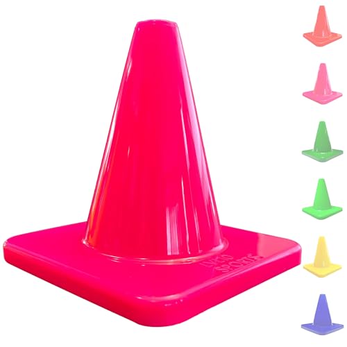 LVL10 Pro Training Cones - 6" Soccer Training Cones for Sports - for Basketball, Football, Basketball and Agility Drills - Soccer Field Markers that Won't Crack, Slide or Fly - color: Pink, style: 125 Pack