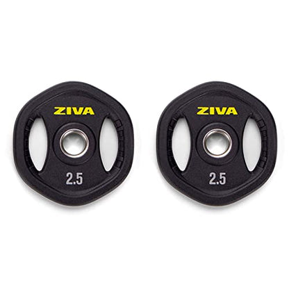 ZIVA 35lb Studio Barbell Weight Set – Adjustable Home Gym Kit with Standard Rubber Urethane Plates, 5' Chrome Bar (1.18" diam) & Collars | Extra Plates Not Included - size: Pair - 2.5lb Discs
