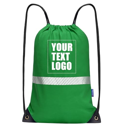 AYKRM Customized Green Drawstring Backpack Bag work Sackpack logo - color: Green-logo
