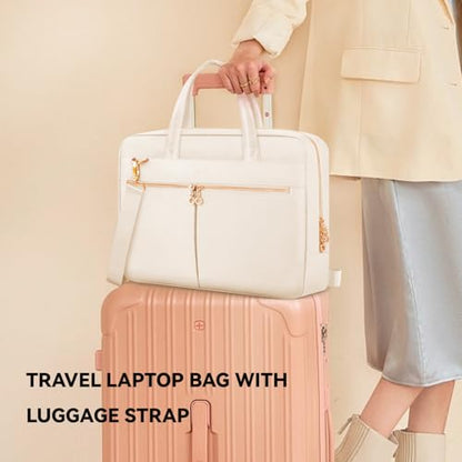 Ferkurn Laptop Bag Case Women Men Computer Bag Compatible with MacBook/HP/LG/Dell, Shoulder Strap Slim Carrying Messenger Briefcase, Beige, 14 Inch - color: Beige, size: 14 inch