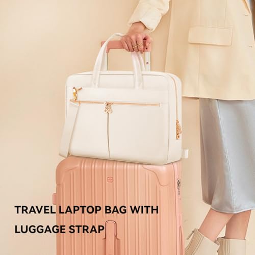 Ferkurn Laptop Bag Case Women Men Computer Bag Compatible with MacBook/HP/LG/Dell, Shoulder Strap Slim Carrying Messenger Briefcase, Beige, 17-17.3 Inch - color: Beige, size: 17-17.3 inch