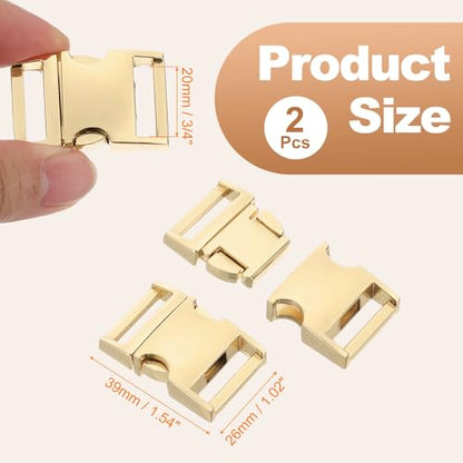 PATIKIL Quick Side Release Buckle, Metal Buckles Replacement No Sewing Snaps Clips Clasps - color: Golden, size: 3/4 Inch