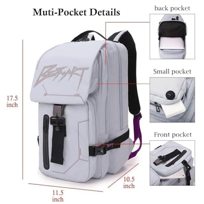 BESMART Hiking Outdoor Travel Backpack with Design, Water-Resistant Laptop Daypack Book Bag with Multi-Layer for Men & Woman (Light Grayish Blue) - color: Light Grayish Blue