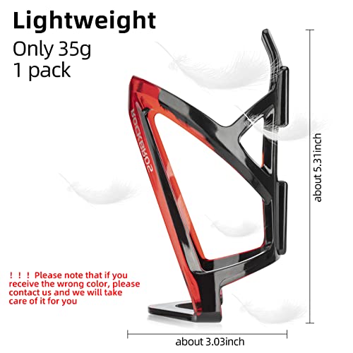 ROCKBROS Bike Water Bottle Holder Ultra-Light Bicycle Bottle Cages with Screws Tool, Universal Bike Cup Holder Rack for Road MTB Bikes - color: Red-Black, size: Standard