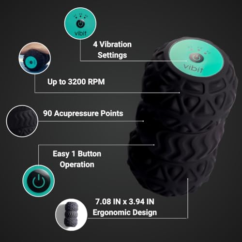 Vibit - Vibrating Massager for Plantar Fasciitis, Pain Relief and Sciatica, Foot and Body Portable Massage Roller, Deep Tissue Pain Relief from Feet to Neck, Electric, 3 Vibration Levels (Green) - color: New Green