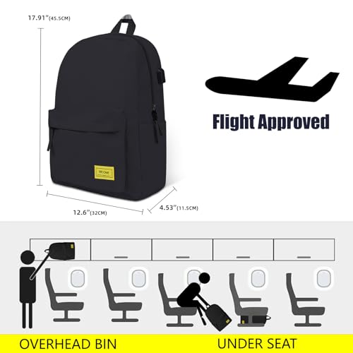 Premium Lightweight Laptop Backpack with USB Charging Port, Durable College School Bookbag, 2 Built-in Organizers, Padded 15.6-inch Laptop/Notebook Sleeve, Slim Water Resistant Bag, Black - color: Black