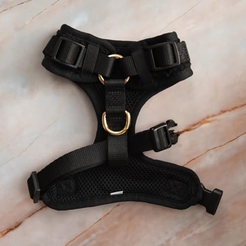 Premium No-Pull Dog Harness Soft Neoprene & Breathable Mesh Vest with Front & Back Clip D-Rings Adjustable Lightweight Walking Harness for Puppies, Small & Medium Dogs (Black Boucle, M) - color: Black Boucle, size: M: Neck=15.4-20.1''/Chest=18.1-24.4''
