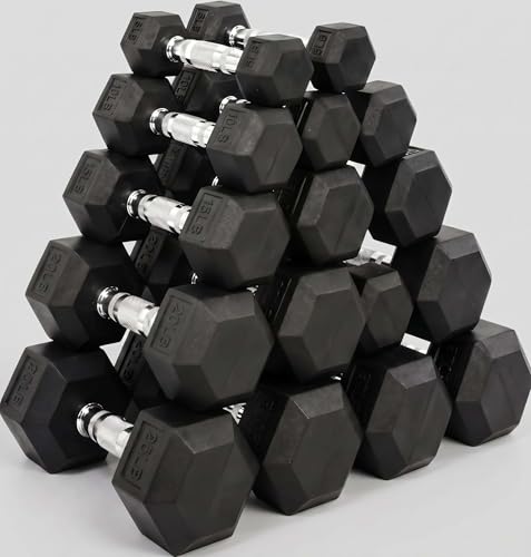5-550 lb Rubber Hex Dumbbell Set, Heavy-Duty Free Weights for Home Gym Strength Training, Muscle Building & Full Body Workouts, No Rack Included - size: 450 lb