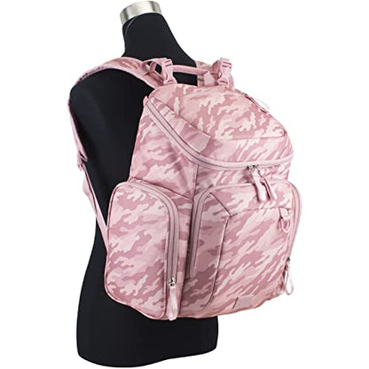 BODHI Baby Tech Top Loader Diaper Bag Backpack with removable changing pad, Unisex, for Moms and Dads - Pink Camo - color: Pink
