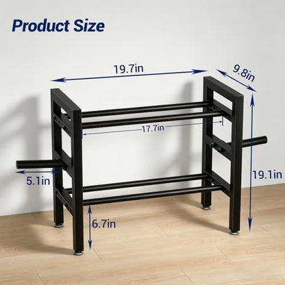 Dumbbell Rack Stand Only 2-Tier 20 IN Length Adjustable Small Weight Rack For Home Gym Dumbbells Kettlebell,350LB Capacity Heavy-Duty Compact Dumbbell Holder