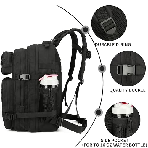Lovelinks21 45L Tactical Assault Backpack 3 day assault pack with Molle Waterproof backpack Rucksack for Tactical Backpacks (Black-2) - color: Black-2