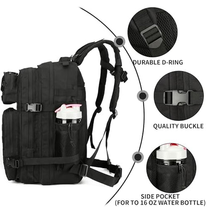 Lovelinks21 45L Tactical Assault Backpack 3 day assault pack with Molle Waterproof backpack Rucksack for Tactical Backpacks (Black-2) - color: Black-2