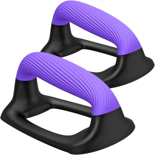 Kipika Push Up Bars, Pushup Stands With Thickened Soft Plastic Handle, Stable and Non-Slip Base, Pushup Handles Perfect for Floor Strength Training - color: F: Black & Purple