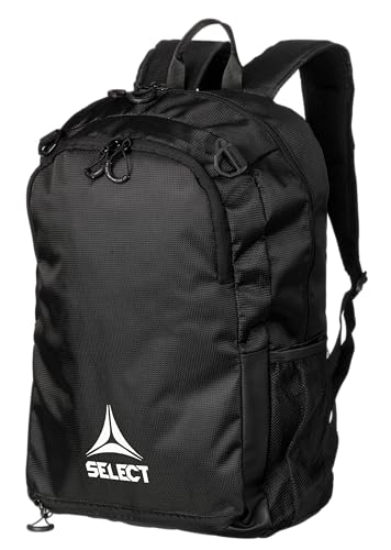 SELECT Milano Soccer Backpack with net pouch for ball, Black/White