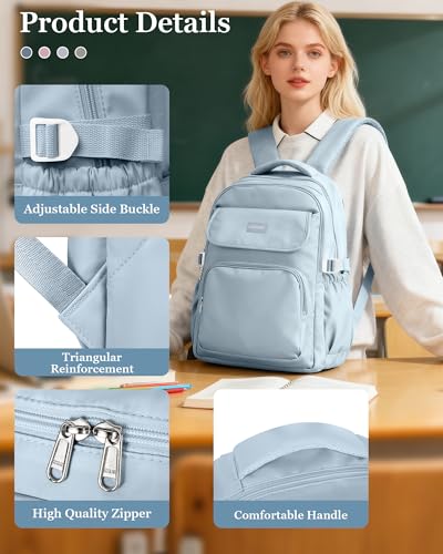 Lightweighr College School Backpacks For Women,Classic Middle Student Bookbag For Teens Girls,Waterproof Middle School Bag Boys(Blue) - color: A4-blue