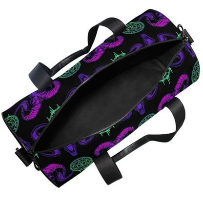 MNSRUU Duffel Bags Mystical Ram Skull Sports Gym Bag Travel Luggage Overnight Bags for Men Women Duffel Bags for Traveling - color: Goth 15