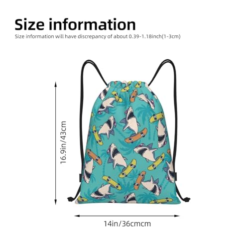 Gianlaima Surf Whale Shark Ocean Nautical Skateboard Palm Drawstring Bags Backpack Bag Sport Gym Sack String Bag Yoga Dance Travel Bag For Men Women - color: Black29