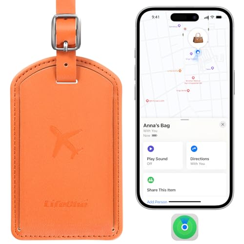 Luggage Tags Built-in Anti-Loss Tracker, Luxury Leather Luggage Tags for Suitcase, Travel Bags, Backpacks, Travel Organizer for Lost Baggage Prevention (Orange) - color: Orange