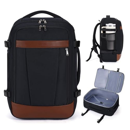 ECOHUB 19" Travel Backpack for Men Women 30L Large Carry-On Backpack with 17.3 In Laptop Compartment,Black - color: Black