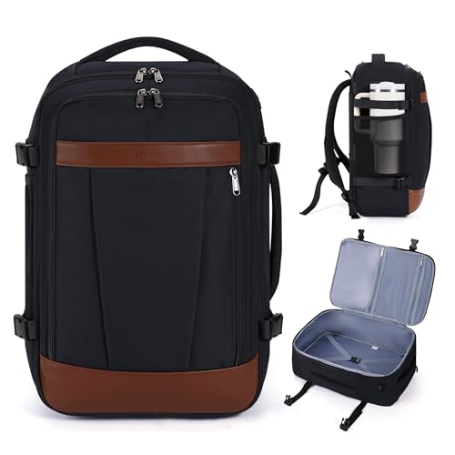 ECOHUB 19" Travel Backpack for Men Women 30L Large Carry-On Backpack with 17.3 In Laptop Compartment,Black - color: Black
