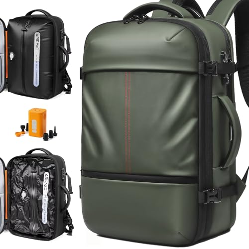 IKYWT 80L Vacuum Seal Travel Backpack with Compression System | Expandable, 5kPa High Power Pump, 17” Laptop Compartment, TSA Lock, Water-Resistant