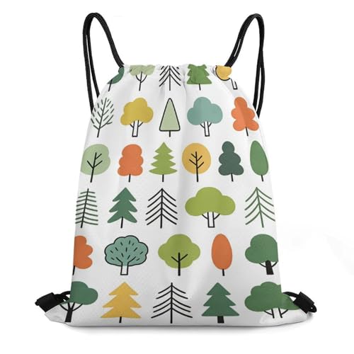 Honeycomb Drawstring Backpack Lightweight & Durable Bag Flat-Design Seasonal Tree Icons for Everyday Carry - color: Style-21