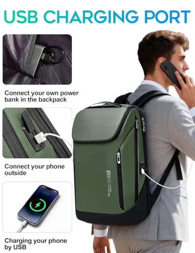 FUTURE AESTHETIC Business Smart Backpack Waterproof fit 15.6 Inch Laptop Backpack with USB Charging Port,Travel Backpack - color: Green
