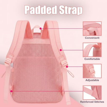 Mesh Backpack for Girls Boys, Heavy Duty Semi-Transparent Mesh Bookbag Womens Mens Mesh Backpacks for School, Sports, Beach, Swimming, Travel - Light Pink - color: Light Pink