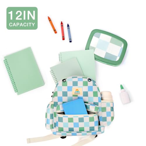 STEAMEDBUN Toddler Backpack Boys Girls 2-4, Preschool Daycare Backpack -12inch - color: Green Checkerboard, size: Mini-12"H(not fit folder)