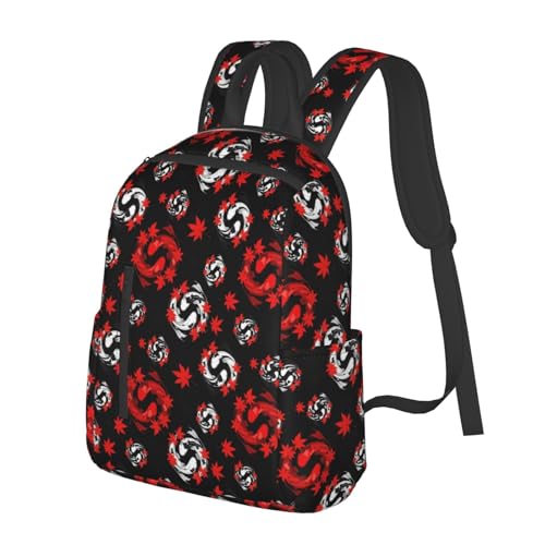 Expandable Outdoor Daypack Canada Maple Leaf Fish Tai Chi Yin Yang, Flexible Capacity Hiking Rucksack for Wilderness Travel Field Activities Men Women - color: Picture (1185)