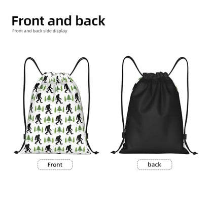 Gianlaima Sasquatch Black Bigfoot Art Funny Drawstring Bags Backpack Bag Sport Gym Sack String Bag Yoga Dance Travel Bag For Men Women - color: Black46