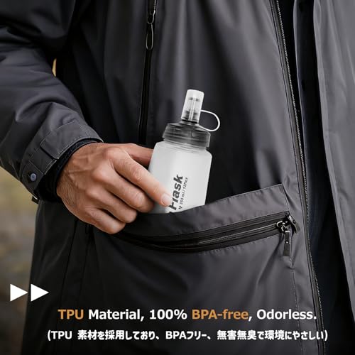 Azarxis TPU Soft Flask Collapsible Water Bottle Running Folding Gel Water Reservoir Handheld for Hydration Pack Hiking Cycling Climbing Jogging Marathon Trail Race - color: #04 White - 250ml - 2-pack