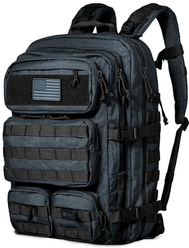 Falko Tactical Backpack for Men and Women 50L Backpack 2.4x Stronger Large Military Molle Rucksack, Bugout Backpack Outdoors - color: Dark Grey