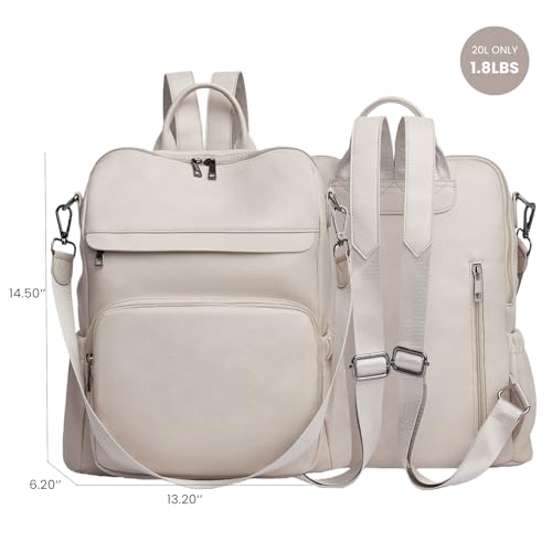 Anti-Theft Backpack Purse for Women, Convertible 3-in-1 Vegan Leather Backpack with Hidden Zipper, Adjustable Shoulder & Crossbody Bag for Travel and Daily Commute - color: A Two Toned Apricot