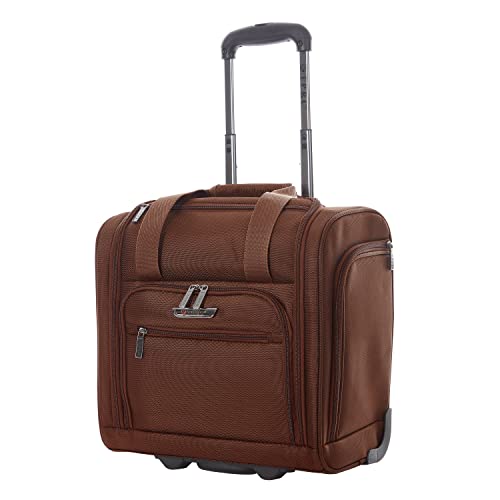 TPRC 15” Underseat Carry-On Luggage Airline Approved Personal Item with USB Charging Port, Brown - color: Brown